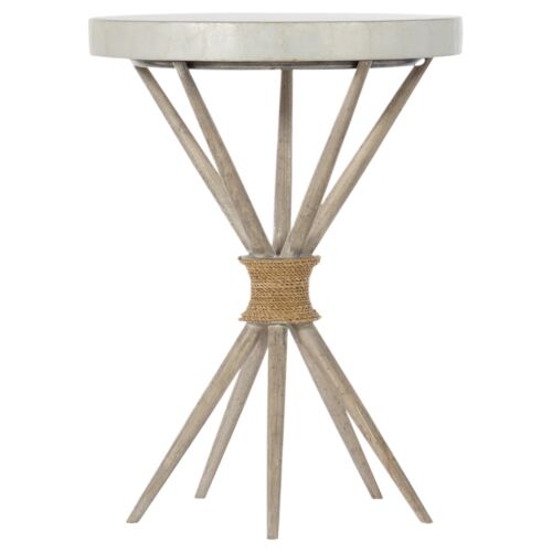 Amani Rope & Capiz Shell Top Accent Table, Natural/Ivory