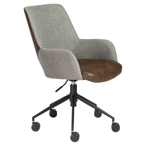 Ava Office Chair, Light Gray/Brown~P64475868