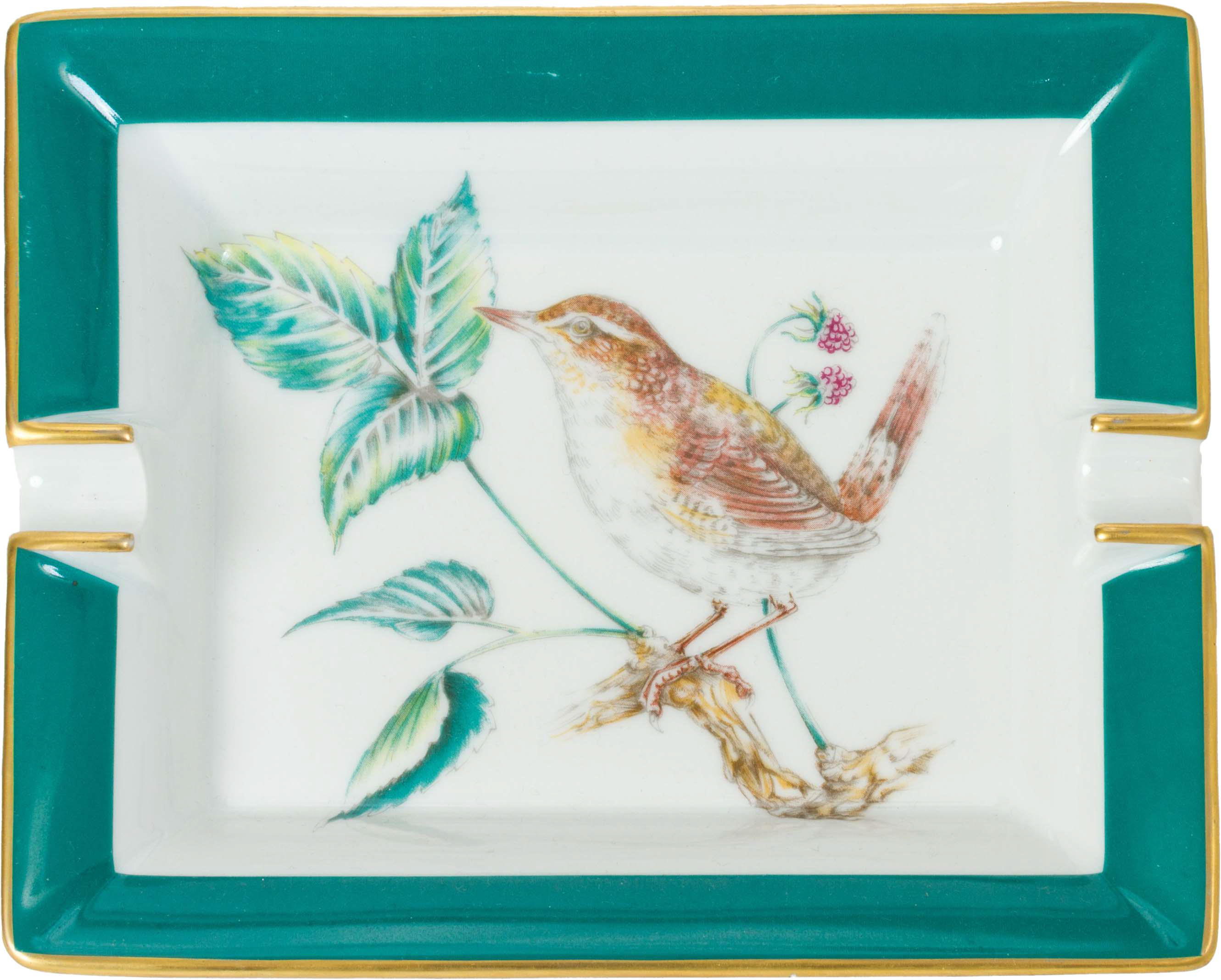 Hermès Porcelain Green Birds Ashtray~P77666779