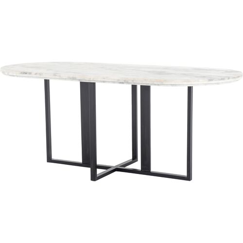 Debbie Oval Dining Table, White Marble~P111117775