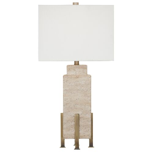 Karen Travertine Table Lamp, Beige