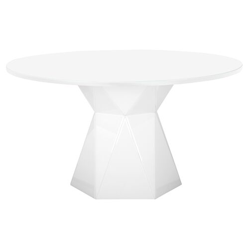 Cyan 56" Round Dining Table, White Glass~P111113908