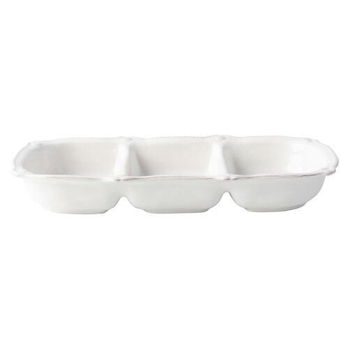 Berry & Thread 14" Triple Section Server, Whitewash