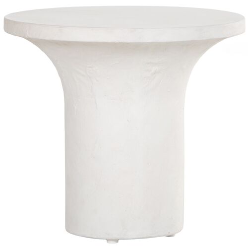 Cove Outdoor Low End Table, Plaster White Concrete