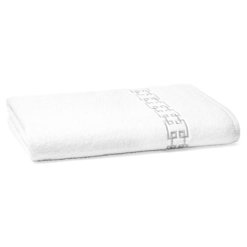 Fretwork Bath Sheet, White/Gray~P76588446