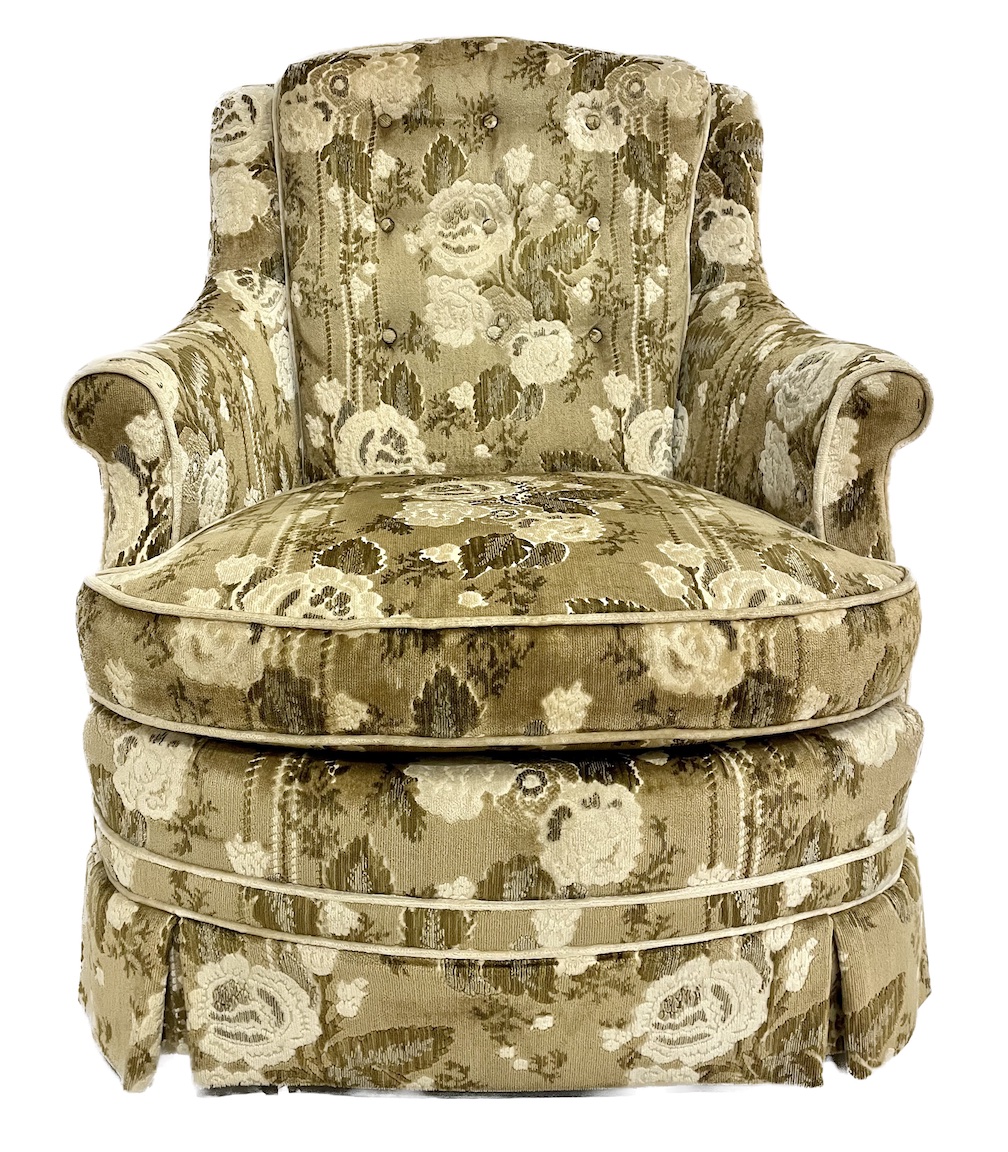 Beige & Brown Floral Upholstered Chair~P77682307