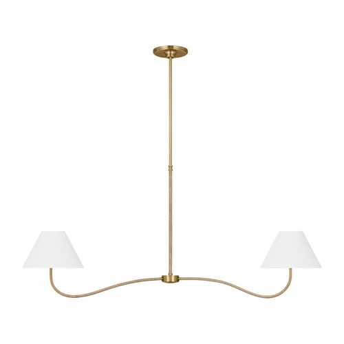 Laguna 2-Light Natural Woven Dimmable Chandelier, Burnished Brass Laguna 2-Light Natural Woven Dimmable Chandelier, Burnished Brass