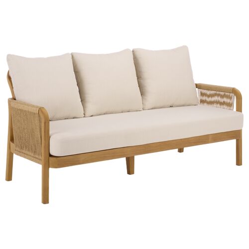 Quenel Teak & Hyacinth Sofa, Natural/Beige