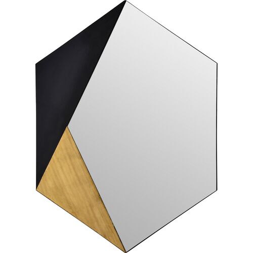 Cad Wall Mirror, Black/Gold Leaf~P77543312