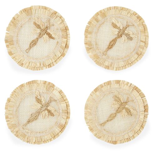 S/4 Dragonfly Straw Coasters, Natural~P77582948