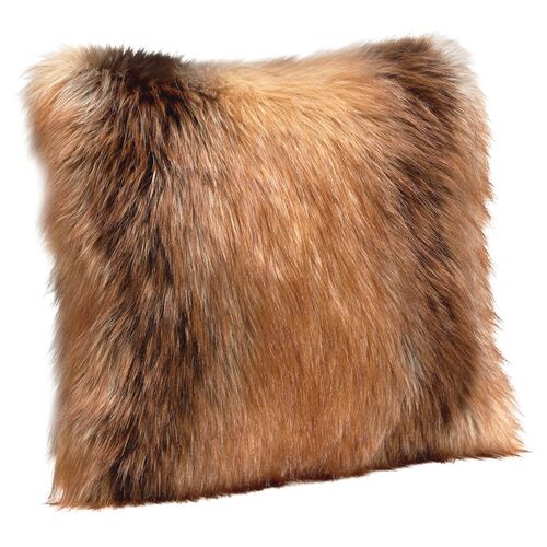 Zoe Faux Fur Pillow, Red Fox~P77618536