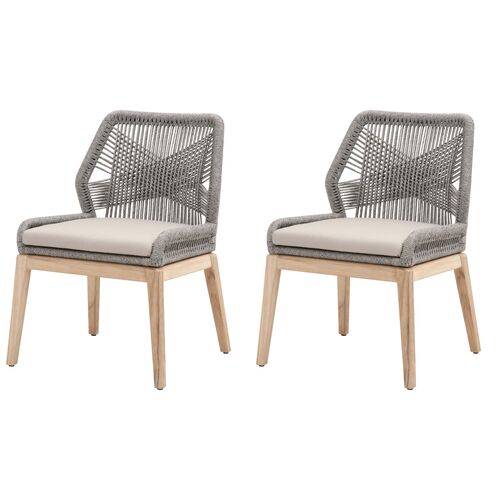 S/2 Easton Outdoor Rope Side Chairs, Platinum/Gray~P77602101
