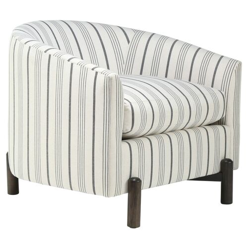 Nelson Accent Chair, White/Charcoal Stripe~P77650994