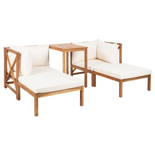 Xerxes 5 Pc Outdoor Acacia Sectional Set