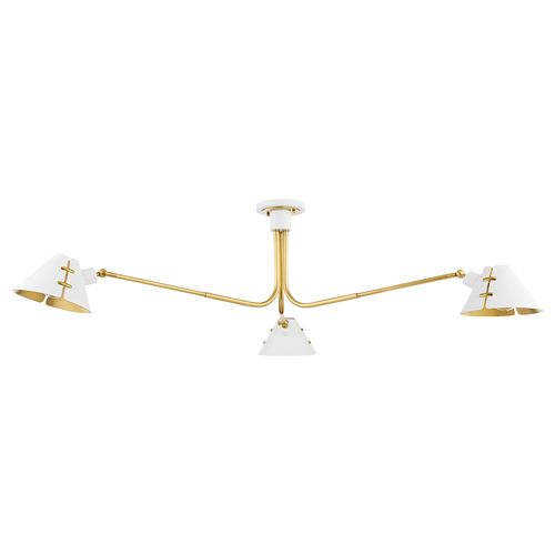 Split 13.25" Semi Flush, Aged Brass/Soft White Split 13.25" Semi Flush, Aged Brass/Soft White