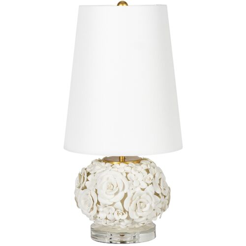 Alice Mini Porcelain Floral Table Lamp, White