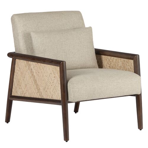 Tallis Cane Arm Chair, Natural Linen