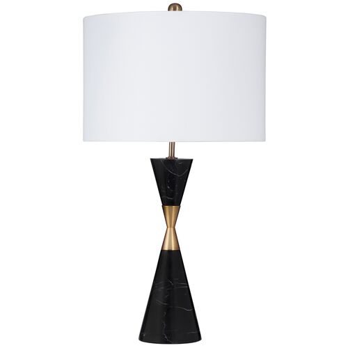 Kiran Marble Table Lamp, Black/Brass