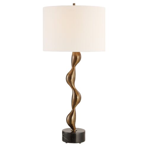 Matteo Marble/Iron Table Lamp, Black/Bronze