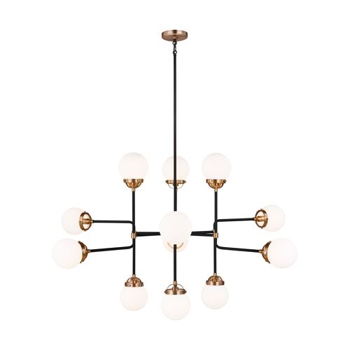 Ian Fowler Modern Globe Cafe Chandelier, Black/Satin Brass Ian Fowler Modern Globe Cafe Chandelier, Black/Satin Brass