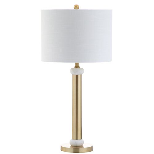 Riordan Brass Table Lamp, Gold/White