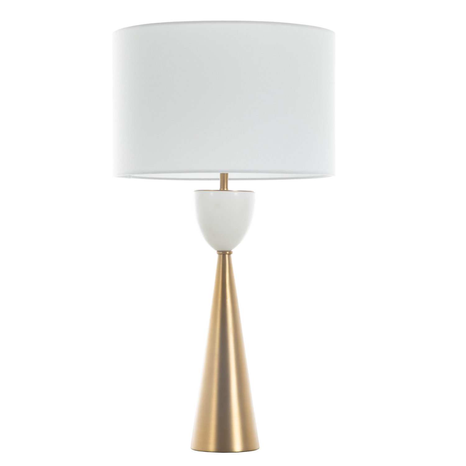 Rome Brass and Marble Table Lamp, White/Gold