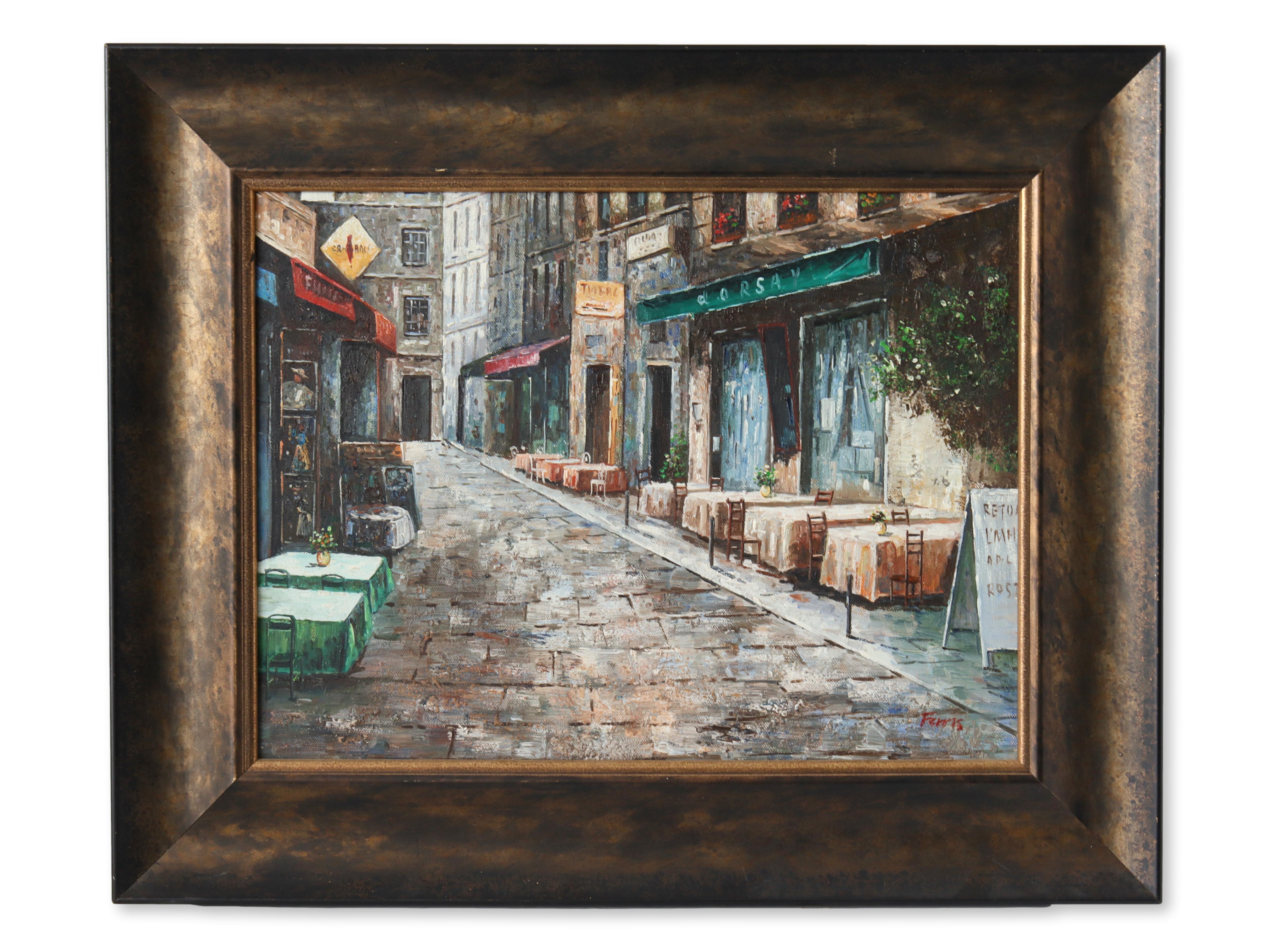 Vintage Paris Street Scene Painting