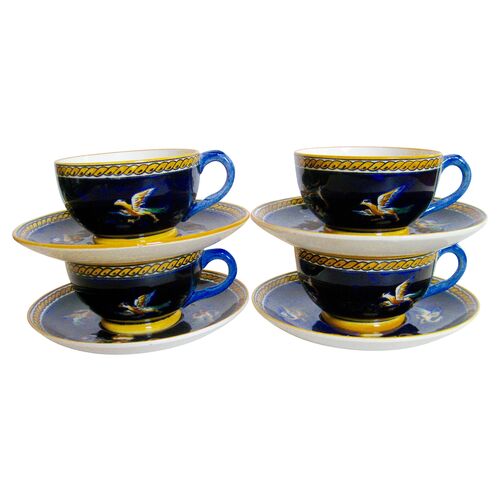 Gien French Faience Cups & Saucers S/4~P77280541