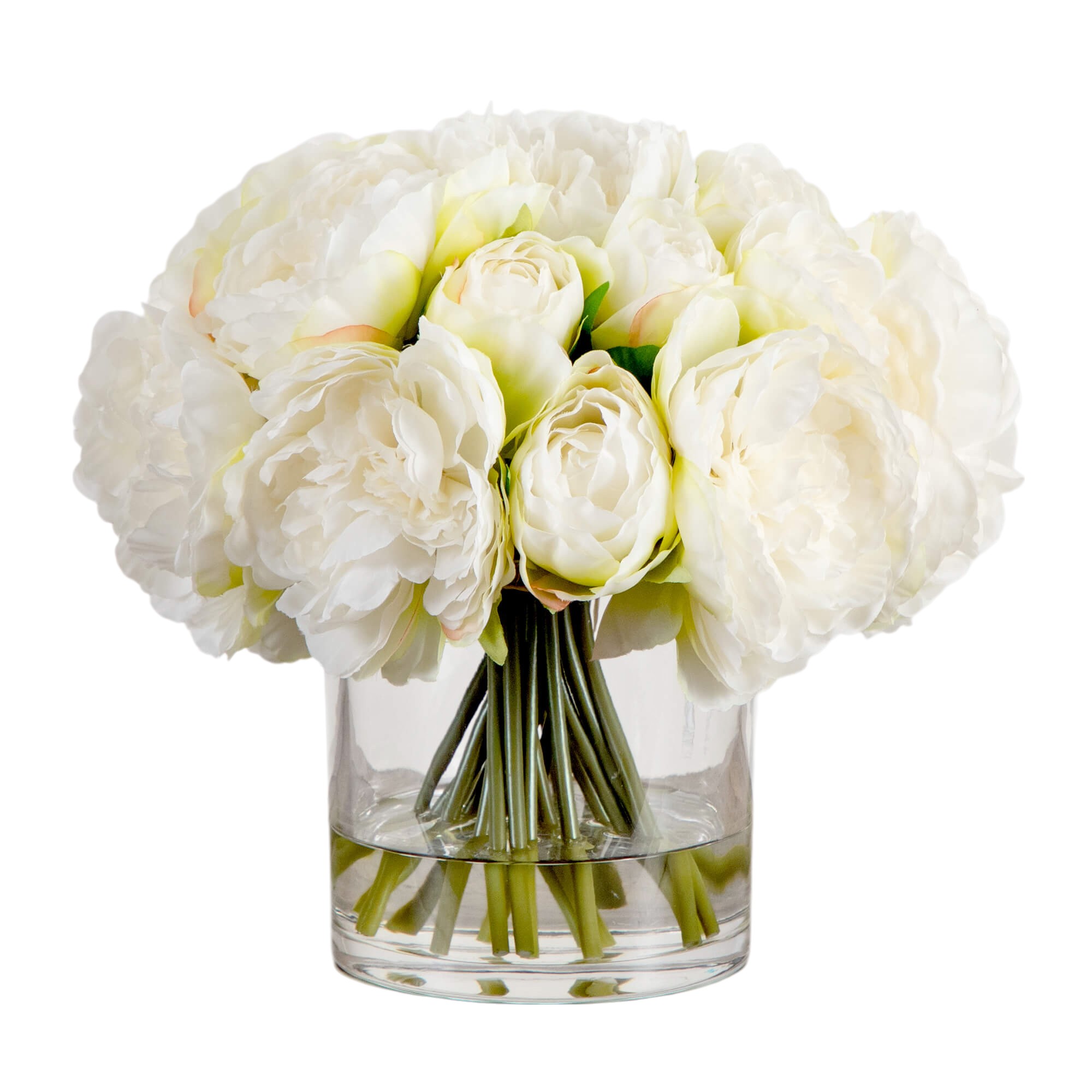 11" Peony Arrangement in Glass Vase