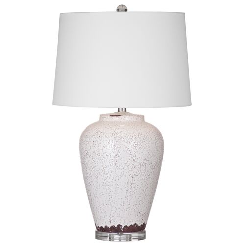 Seth Ceramic Table Lamp, Crackled White