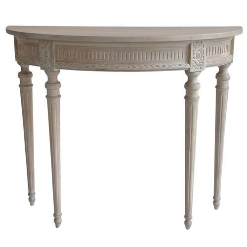 Camille Demilune Console Table, White Wash Camille Demilune Console Table, White Wash