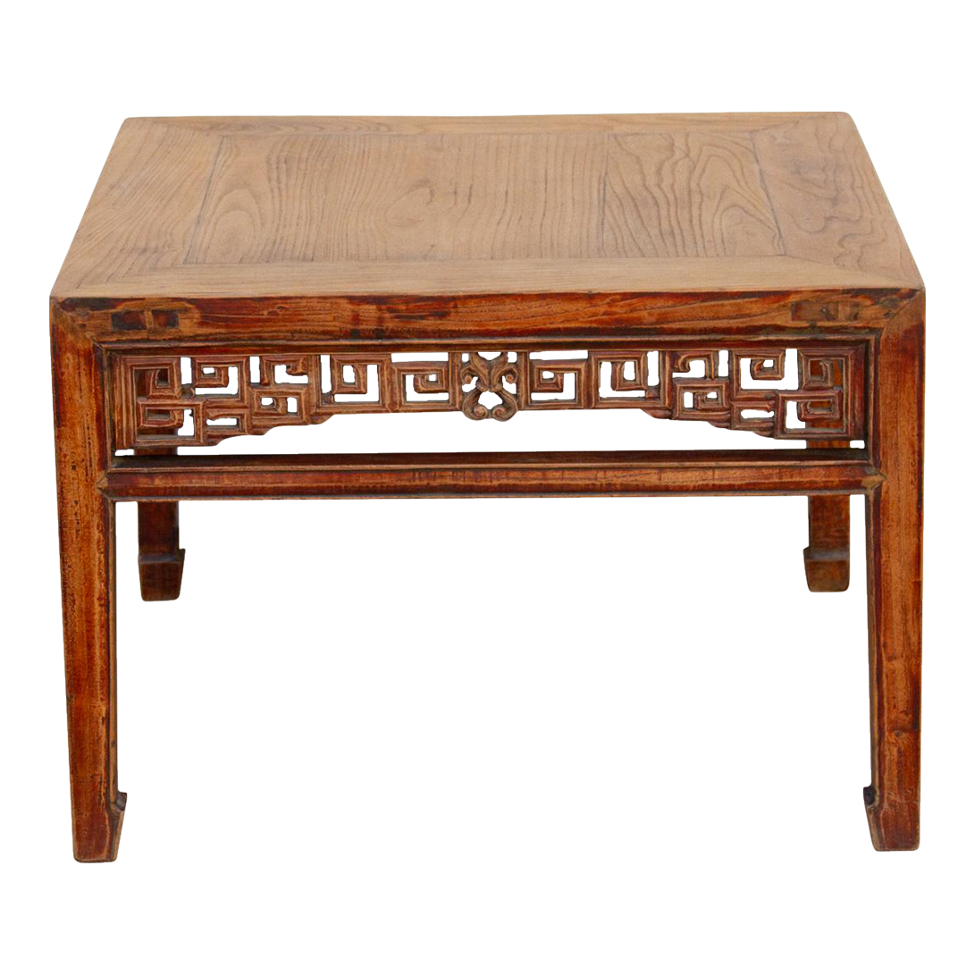 Finely Carved Antique Elm Coffee Table~P77687845