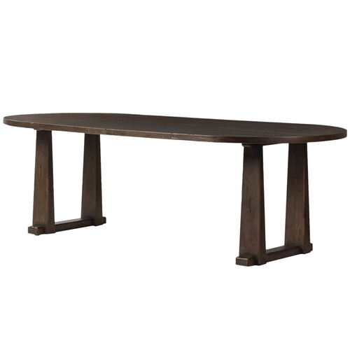 Ayla Oval Dining Table, Brown Pine
