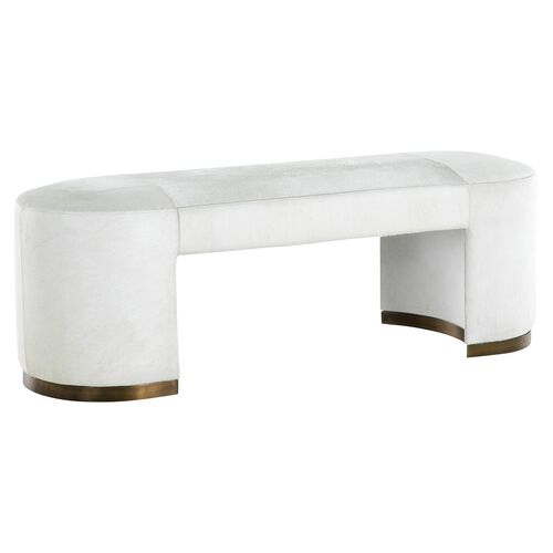 Lucius Leather Bench, White