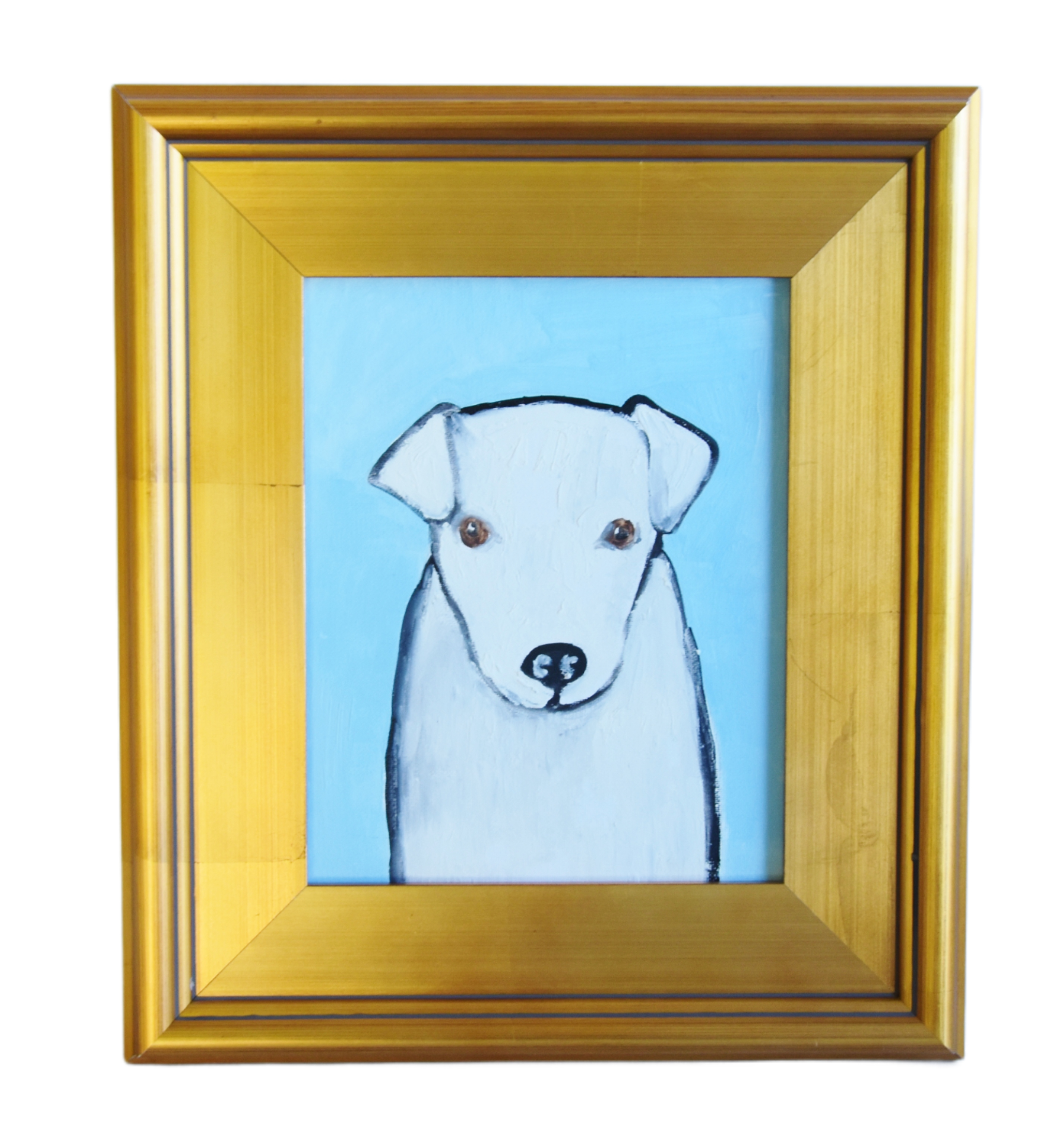 Folk Art Doggie Dog Puppy Oil Painting~P77674046