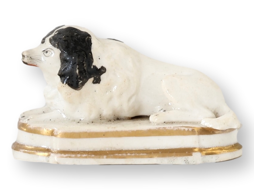 Antique Staffordshire Recumbent Spaniel~P77718905