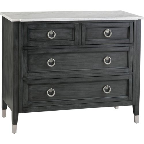 Justine Marble Top Four-Drawer Chest, Graphite~P77656929
