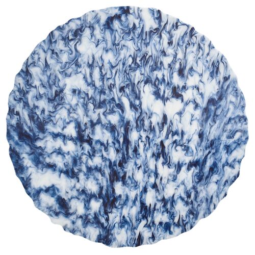 S/4 Waves Place Mats, White/Navy~P77631091