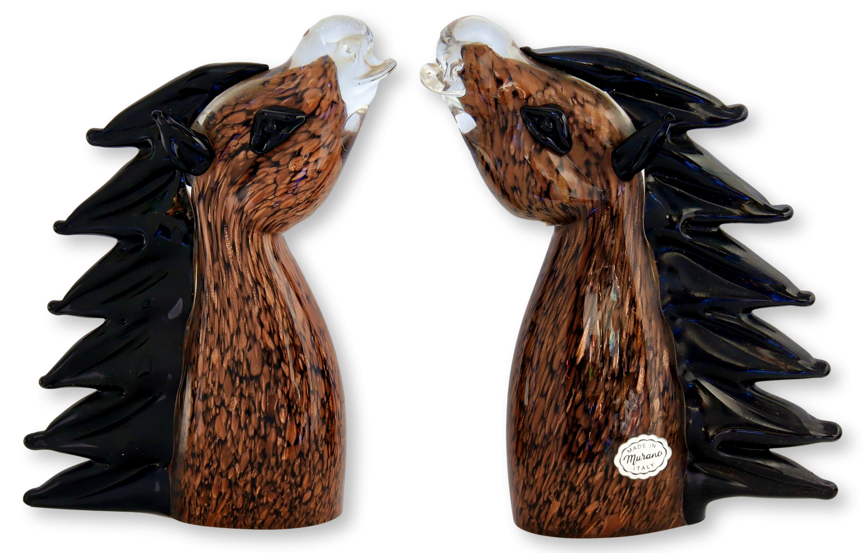 Vintage Murano Glass Horse Head Bookends~P77665805