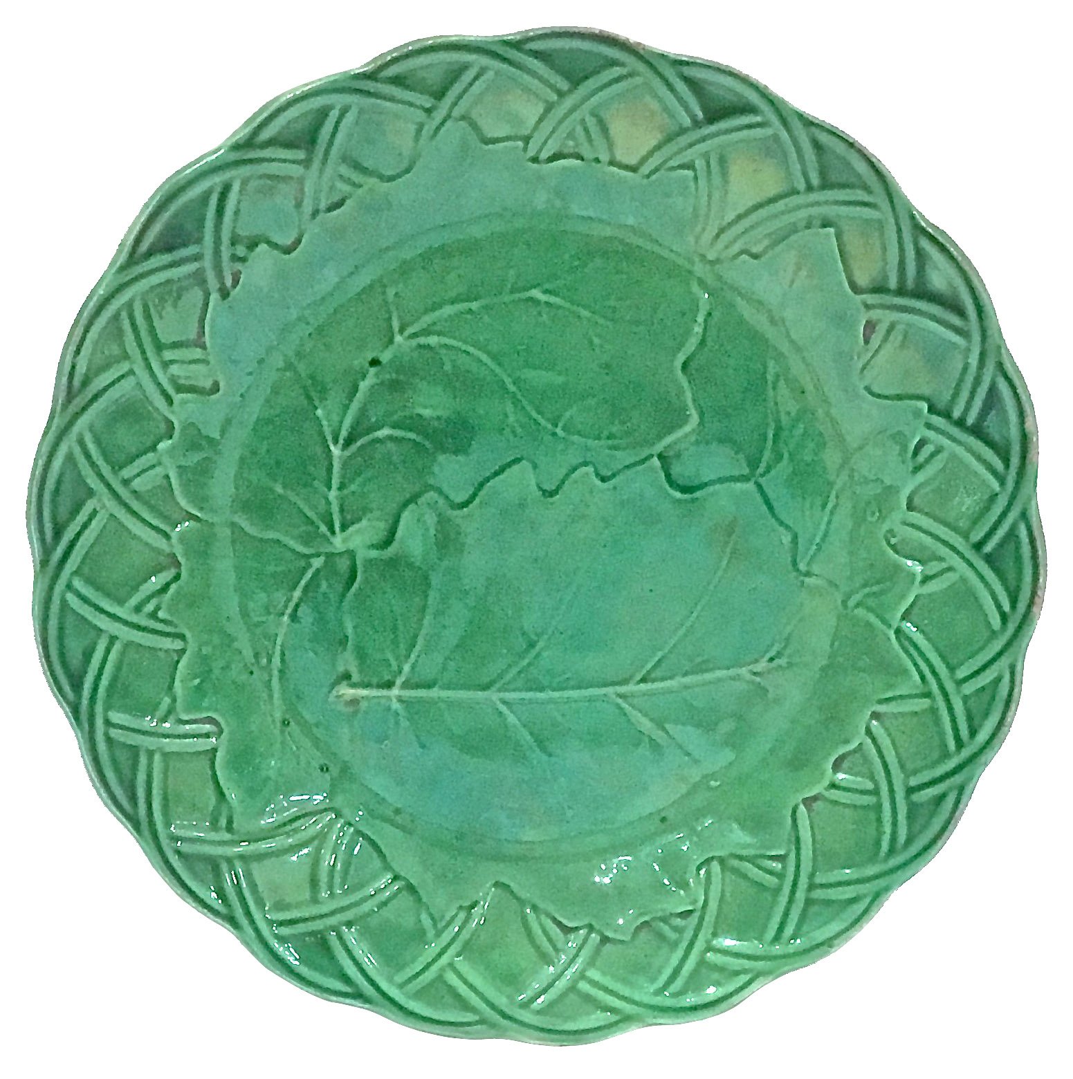 Antique Majolica Oak Leaf Plate~P77470333