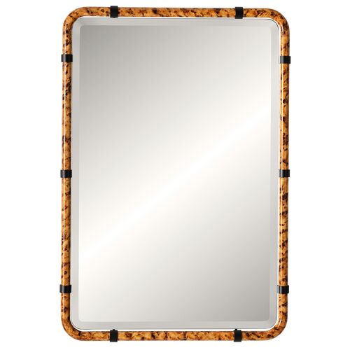 Valoryn 24" x 35" Bamboo Wall Mirror, Tortoise Shell Valoryn 24" x 35" Bamboo Wall Mirror, Tortoise Shell