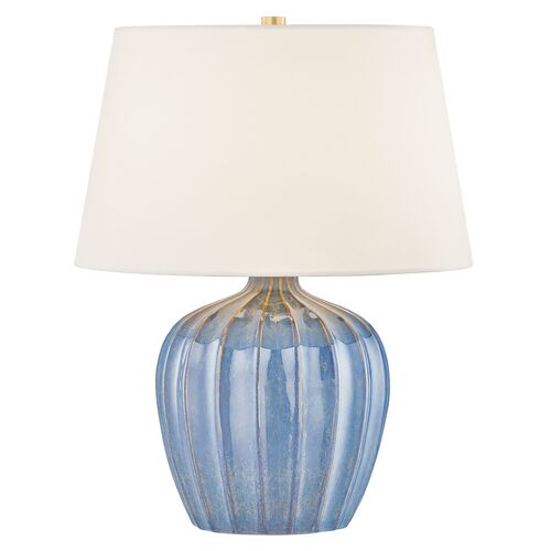 Aradia Ceramic Table Lamp, Aged Brass/Spring Lake
