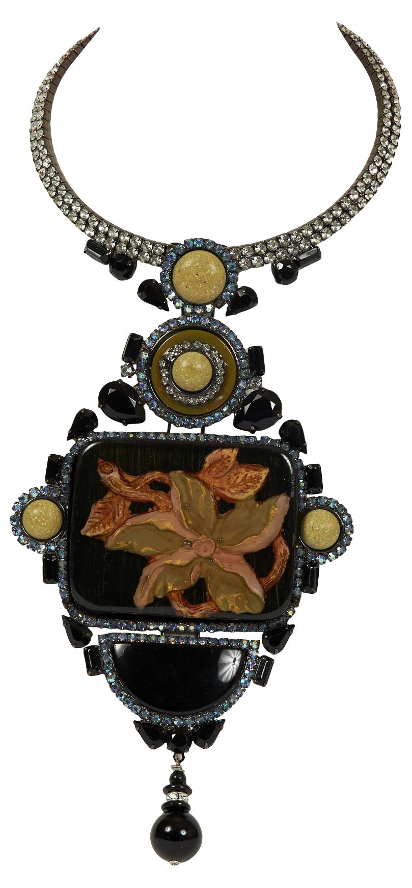 Vrba Art Deco Inlay Flower necklace~P77562353