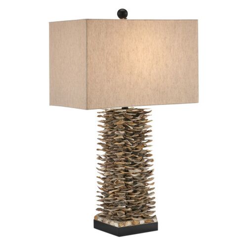 Villamare Oyster Shell Table Lamp, Natural Satin Black