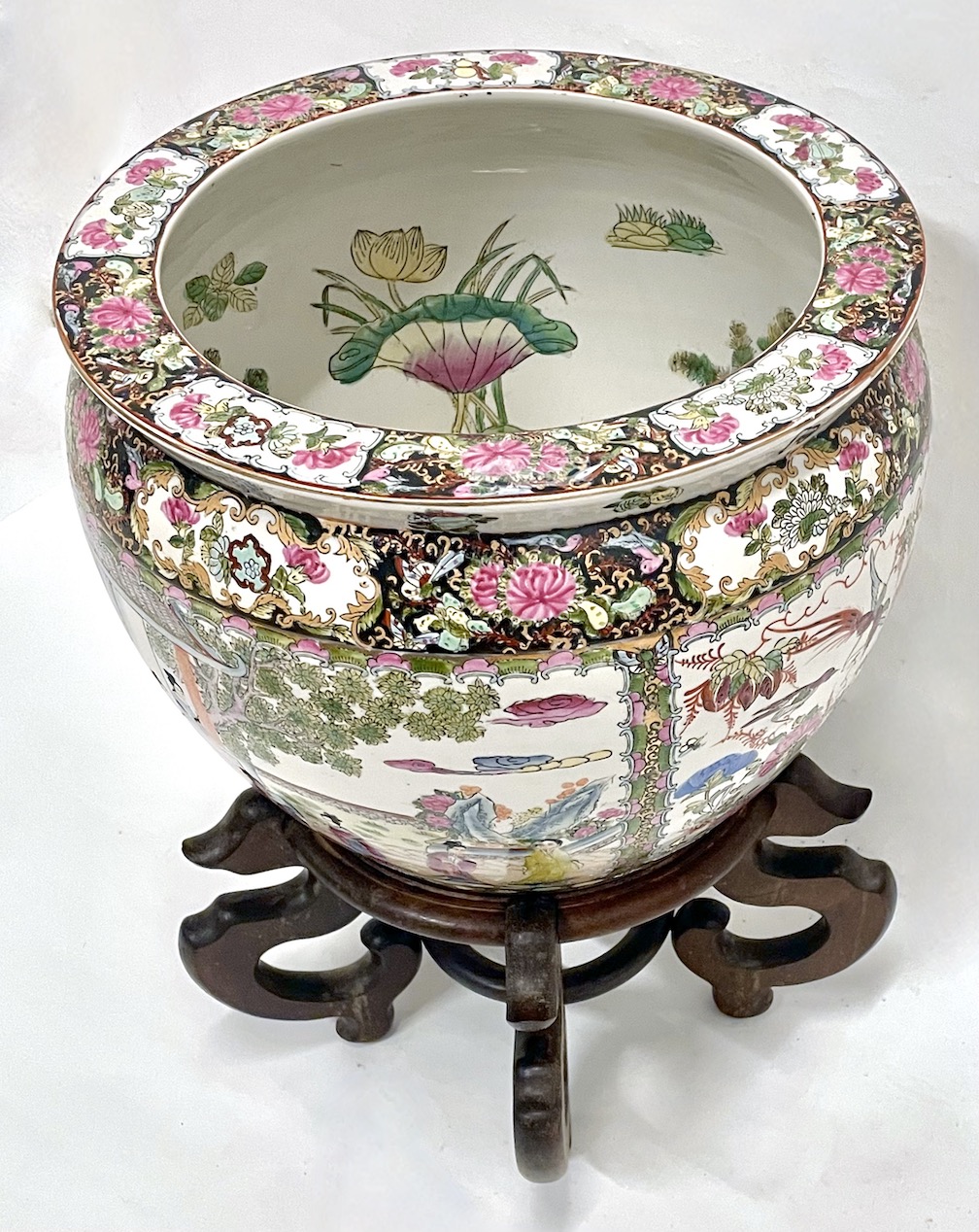 Floral & Scenic Chinese Fishbowl w/Stand~P77678693
