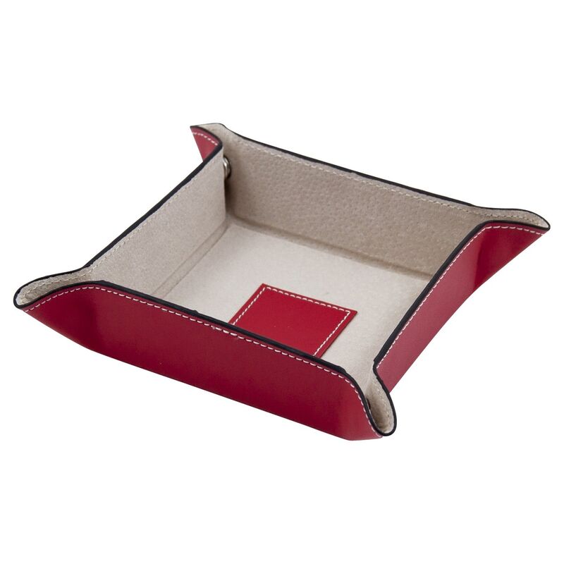 Leather Valet Tray, Red