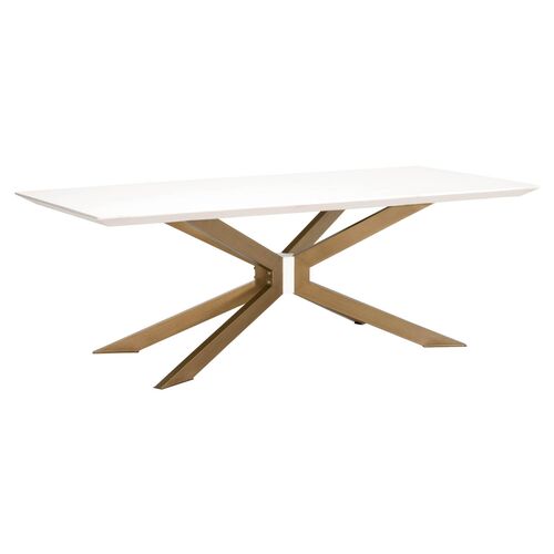 Kate Rectangle Dining Table, Ivory/Brass~P77598552