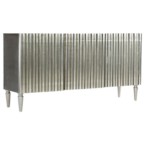 German Metallic 3-Door Entertainment Console, Silver
