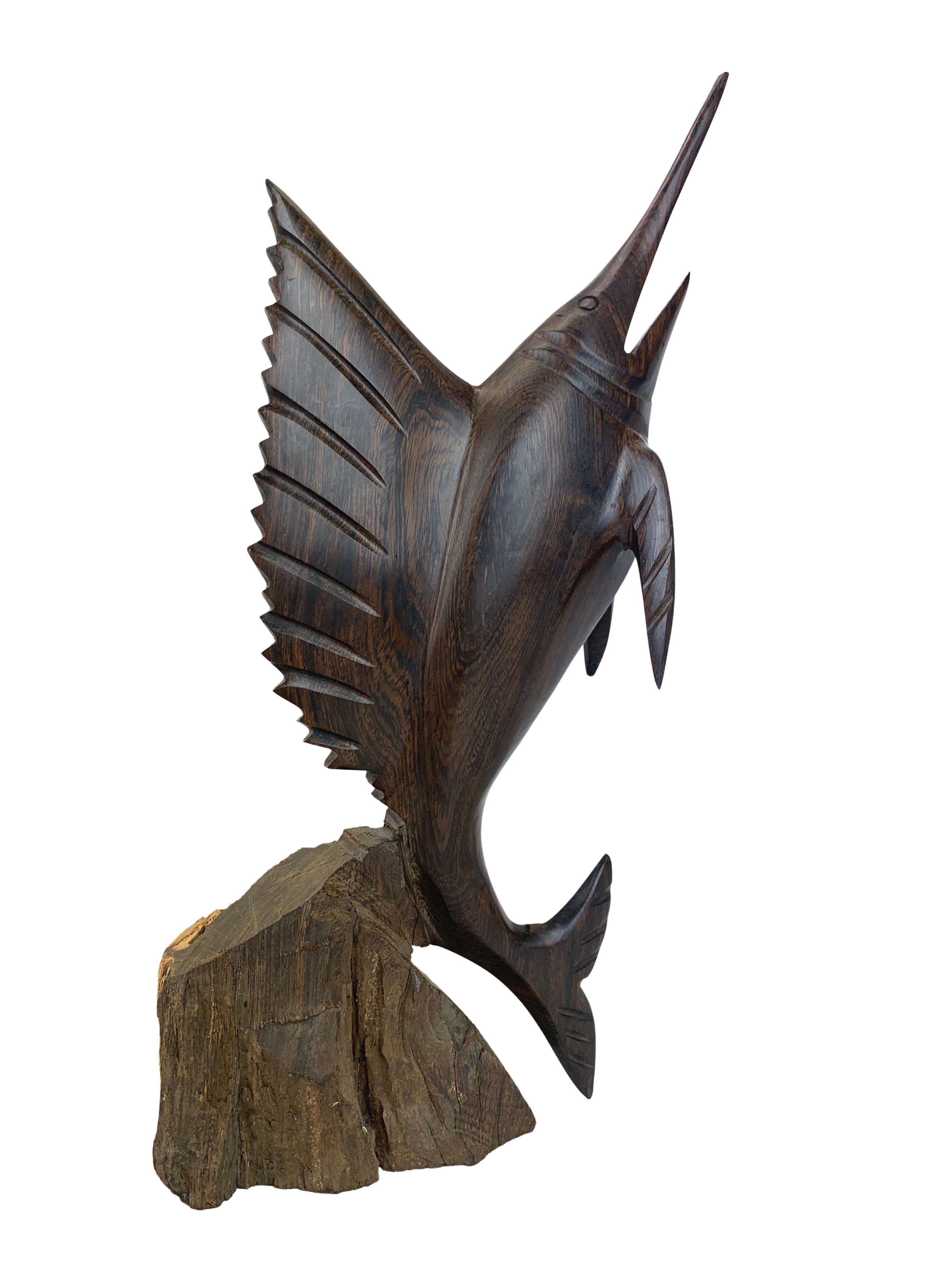 Hand-Carved Ironwood Swordfish Figurine~P77627175