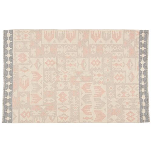 Kilim Petal Rug, Pink/Beige Kilim Petal Rug, Pink/Beige